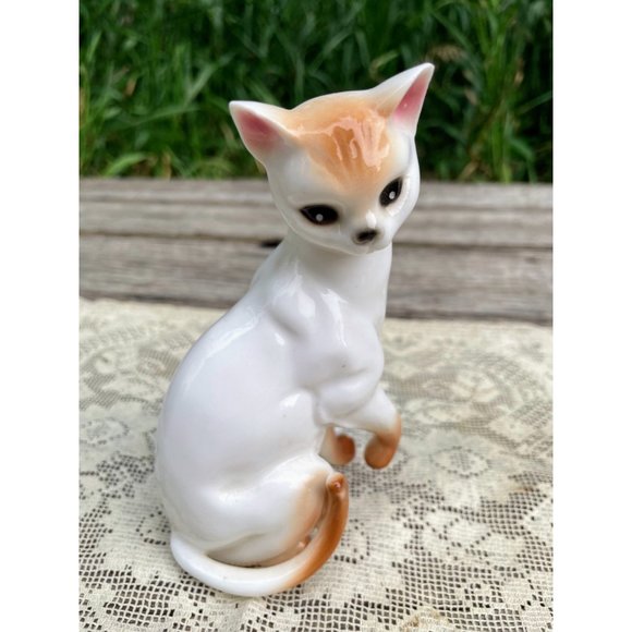 Vintage 1950s Bone China Cat Figurine Orange, white - Picture 9 of 11